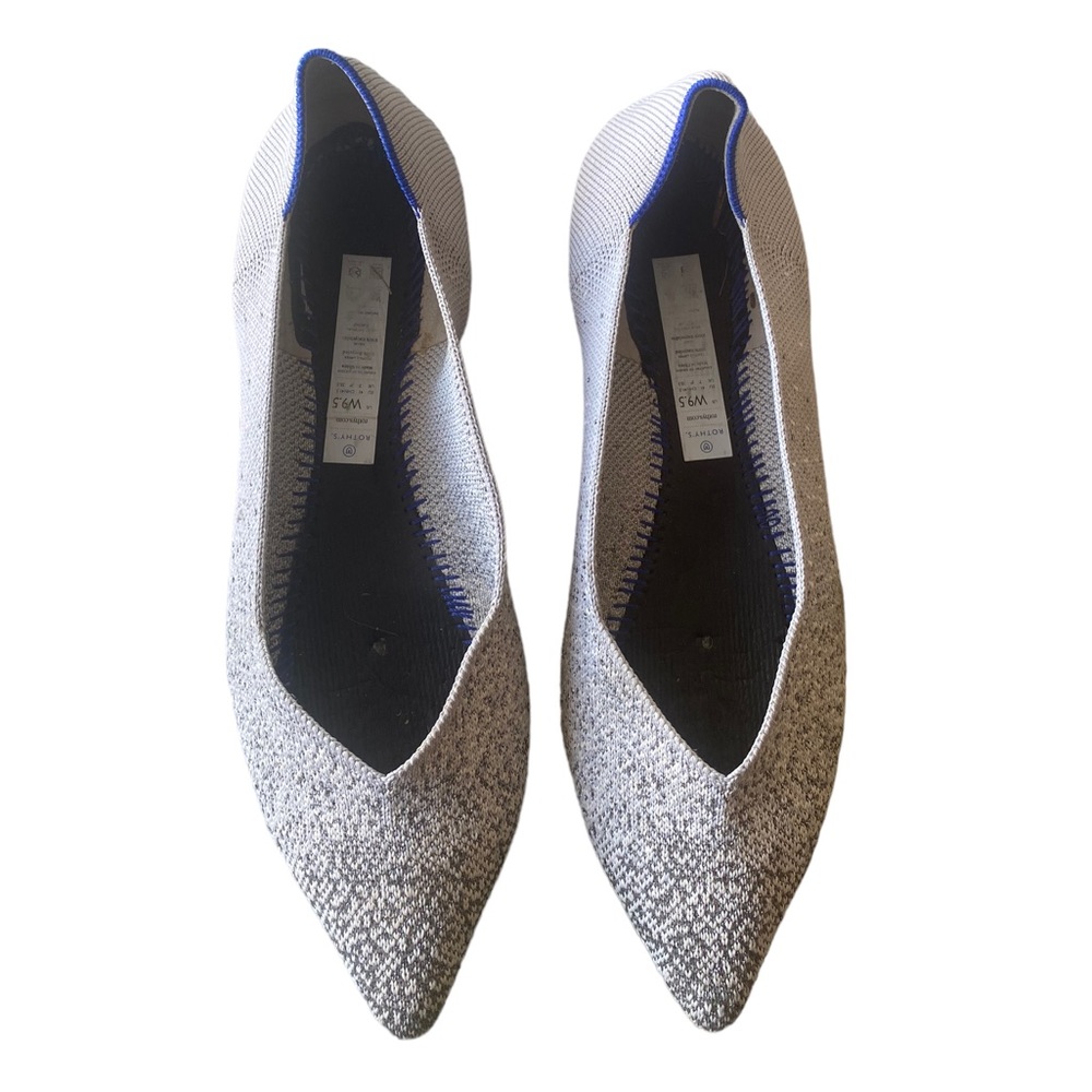 Rothy’s Metallic Pearl The Point Pointed Toe Silver Rare Retired Size 9.5